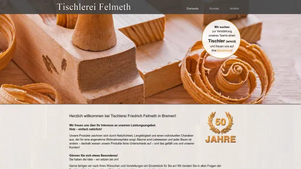Website Screenshot: Friedrich Felmeth Fertigbauelemente -  Fenster -  Türen - Treppen - Sonderanfertigungen - Tischlerei Felmeth in Bremen - Date: 2023-06-16 10:12:08
