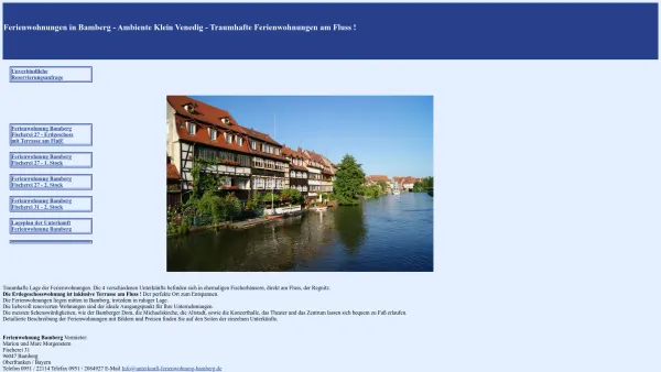 Website Screenshot: Ferienwohnung Bamberg Ambiente Klein Venedig - Ferienwohnung Bamberg Unterkunft Ambiente Klein Venedig - Date: 2023-06-16 10:12:08