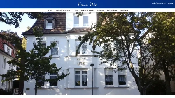Website Screenshot: Haus Ute - Ferienwohnungvermietung Bad Salzuflen - Haus Ute - Date: 2023-06-20 10:41:59