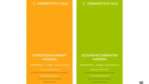 Website Screenshot: Ferninstitut Falk - Gesundheitsberater werden / Touristikfachkraft werden - Date: 2023-06-16 10:12:08