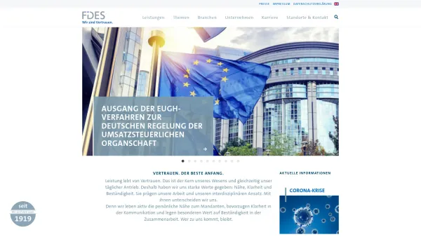 Website Screenshot: Fides Grundbesitzverwaltung GmbH - FIDES — Wir sind Vertrauen. Wir sind Wirtschaftsprüfer, Steuerberater, IT-Berater und Unternehmerberater. - Date: 2023-06-16 10:12:11