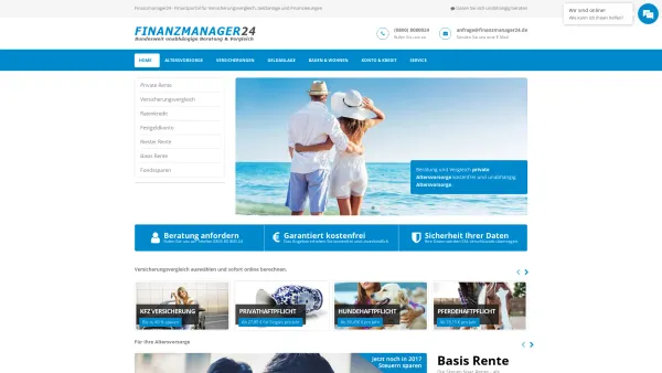 Website Screenshot: Finanzmanager24 Eine gute Versicherung nach Maß! - Versicherungsvergleich Altersvorsorge - private Rente | Finanzmanager24 - Date: 2023-06-16 10:12:11