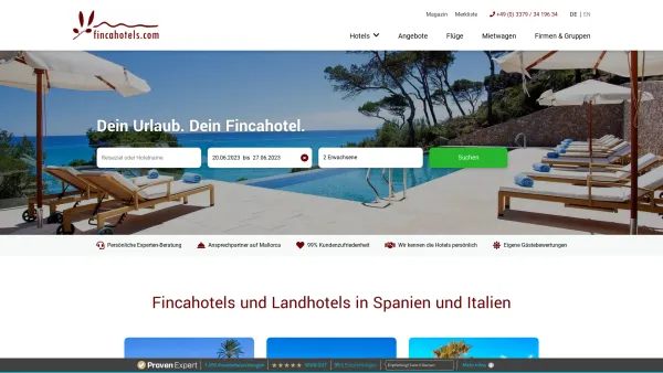 Website Screenshot: fincahotels.com - Buchen Sie bei uns Ihr Fincahotel und Landhotel. - Date: 2023-06-20 10:41:59
