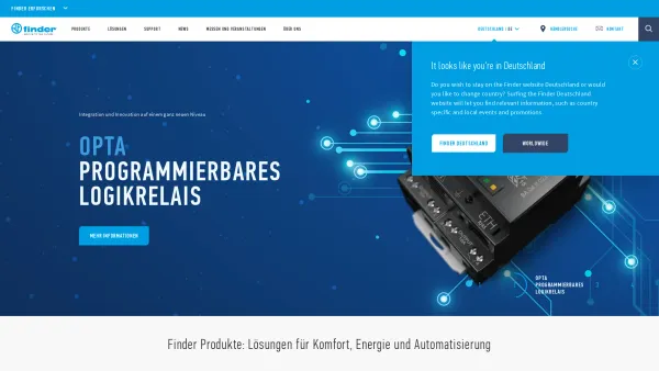 Website Screenshot: Finder GmbH -  Das Relaisprogramm mit System! - Relais, Timer, Bewegungssensoren, Dimmer, Thermostate - Finder - Date: 2023-06-16 10:12:11