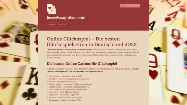 Website Screenshot: Firmenbedarf Discount - Online Glücksspiel in Deutschland 2023 - Date: 2023-06-16 10:12:11