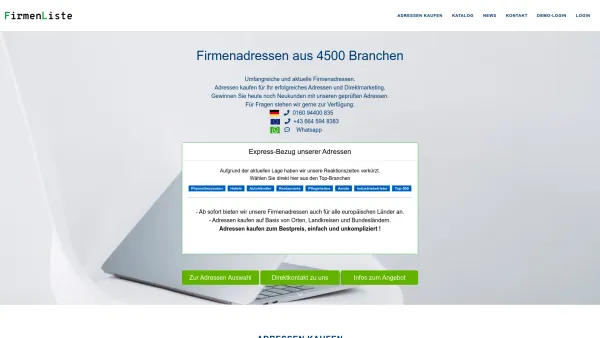 Website Screenshot: Adresskontor GmbH - Firmen Adressen kaufen. Verkauf von aktuellen Firmenadressen. - Date: 2023-06-20 10:41:59