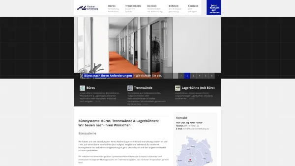Website Screenshot: Fischer GmbH -  Planung-Lieferung-Montage aus  einer Hand - Bürosysteme: Büros, Hallen-/Meisterbüros, Trennwände, Lagerbühnen - Date: 2023-06-16 10:12:11