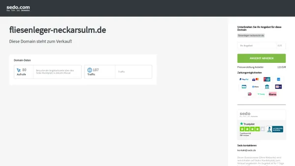 Website Screenshot: Cosmin Lucian Ciocan - fliesenleger-neckarsulm.de steht zum Verkauf - Sedo GmbH - Date: 2023-06-16 10:12:15