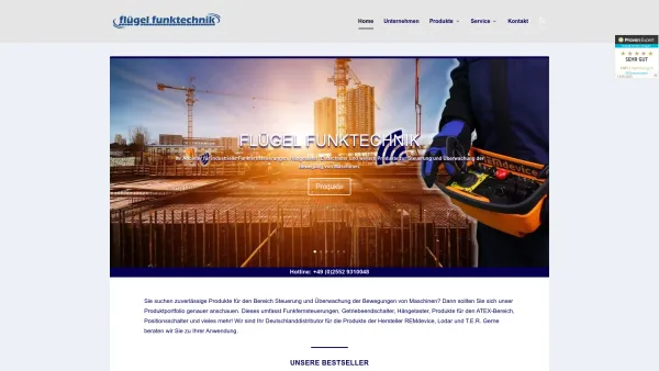 Website Screenshot: Flügel Funktechnik - Flügel Funktechnik - Steuerung und Überwachung von Maschinen - Date: 2023-06-20 10:41:59