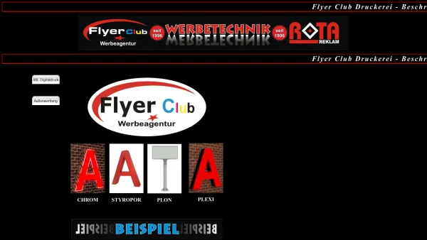 Website Screenshot: Flyer Club Werbeproduktion - New Page 1 - Date: 2023-06-16 10:12:15