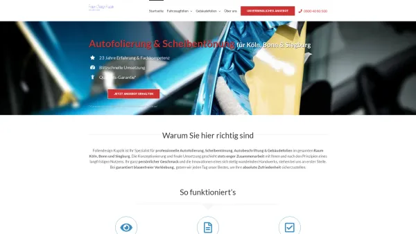 Website Screenshot: Foliendesign Kupzik - Autofolierung, Scheibentönung & Autobeschriftung Köln, Bonn & Siegburg - Date: 2023-06-16 10:12:15