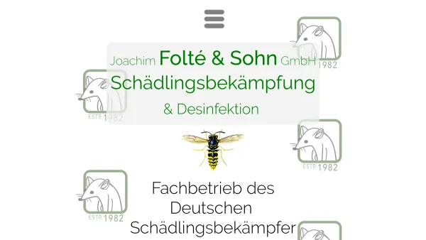 Website Screenshot: Joachim Folté & Sohn -  Schädlingsbekämpfung und  Desinfektion - Folte Schädlingsbekämpfung - Date: 2023-06-16 10:12:15