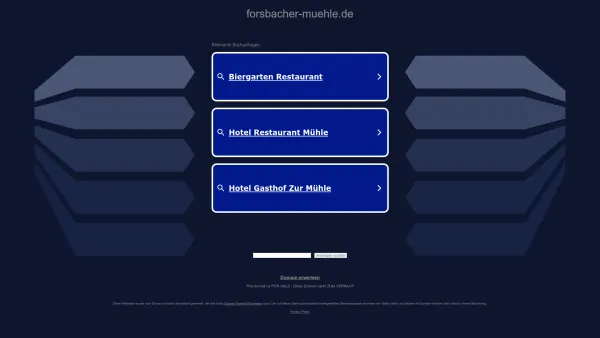 Website Screenshot: Hotel-Restaurant Forsbacher Mühle - forsbacher-muehle.de - Diese Website steht zum Verkauf! - Informationen zum Thema forsbacher muehle. - Date: 2023-06-16 10:12:15