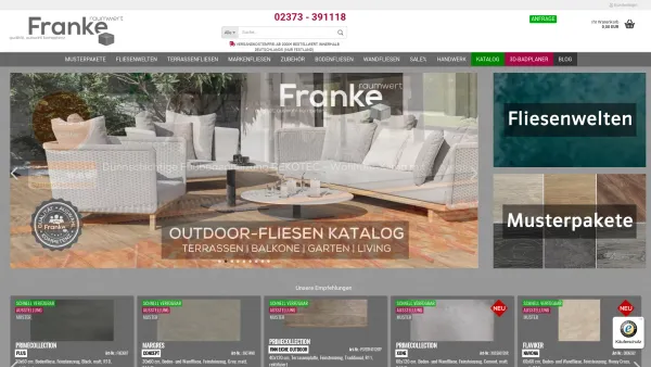 Website Screenshot: Fliesen-Franke Online GmbH & Co. KG - Fliesen online kaufen im Shop | Franke Raumwert - Date: 2023-06-20 10:42:00