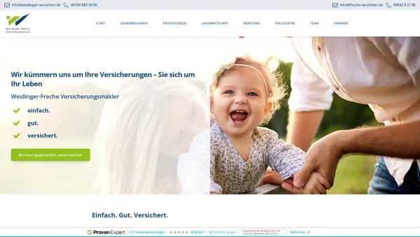 Website Screenshot: freche versicherungsmakler GmbH & CO. KG - Weidinger-Freche Versicherungsmakler | Einfach. Gut. Versichert. - Date: 2023-06-16 10:12:18