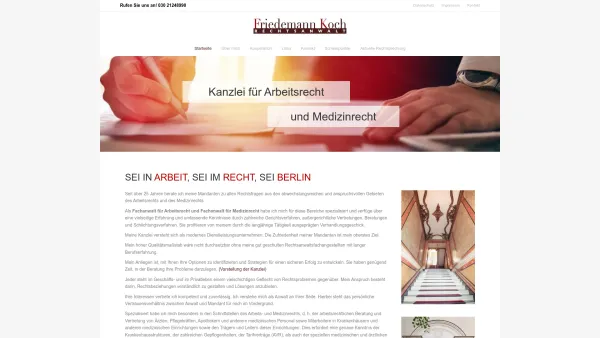 Website Screenshot: Friedemann Koch Rechtsanwalt und Fachanwalt für Arbeitsrecht - Kanzlei für Arbeitsrecht und Medizinrecht Berlin - Date: 2023-06-16 10:12:18