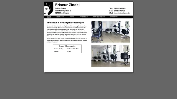 Website Screenshot: Friseursalon Zindel GbR -  Bestens beraten und  bedient - Friseur Zindel in Reutlingen, Sondelfingen - Date: 2023-06-16 10:12:18
