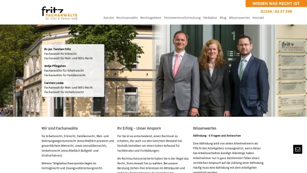 Website Screenshot: Dr. Fritz & Partner Fachanwälte Rechtsanwälte mbB - Fritz Fachanwälte: Dr. Fritz und Partner Rechtsanwälte - Date: 2023-06-20 10:42:00