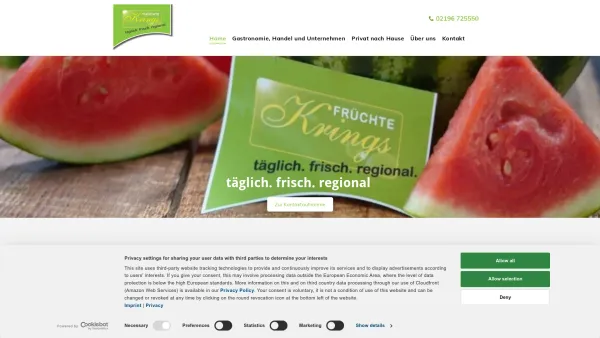 Website Screenshot: Früchte Krings Preiswerte Qualitätsfrüchte - Obst- u. Gemüse-Spezialist | Wermelskirchen | Früchte Krings - Date: 2023-06-16 10:12:18