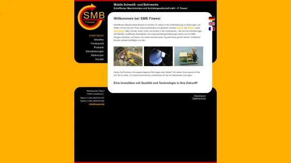 Website Screenshot: Peter Füwesi Instandsetzung von Bohrungen und Wellen vor Ort - SMB Füwesi – Mobile Schweiß- und Bohrwerke - Date: 2023-06-16 10:12:18