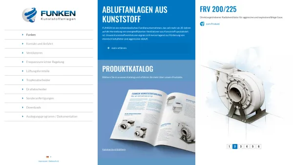 Website Screenshot: Funken Kunststoffanlagen GmbH - Funken Kunststoffanlagen - Abluftanlagen aus Kunststoff - Date: 2023-06-16 10:12:18