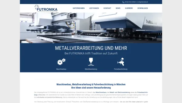 Website Screenshot: FUTRONIKA AG - Metallverarbeitung München | FUTRONIKA AG - Date: 2023-06-20 10:42:00