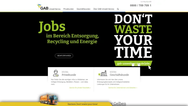 Website Screenshot: GAB Gesellschaft für Abfallwirtschaft und Abfallbehandlungen mbH - GAB Umwelt Service - GAB Umwelt Service - Date: 2023-06-16 10:12:18