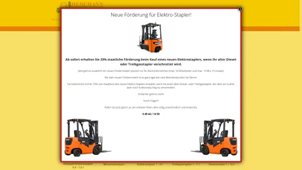 Website Screenshot: Hedemann Gabelstapler Nordwest GmbH - Hedemann Stapler - alles rund um Gabelstapler - Miete, Kauf und Service - Date: 2023-06-16 10:12:18