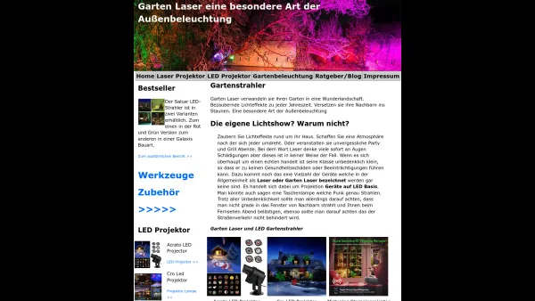 Website Screenshot: Gartenlaser - Garten Laser eine besondere Art der Außenbeleuchtung - Date: 2023-06-20 10:42:02