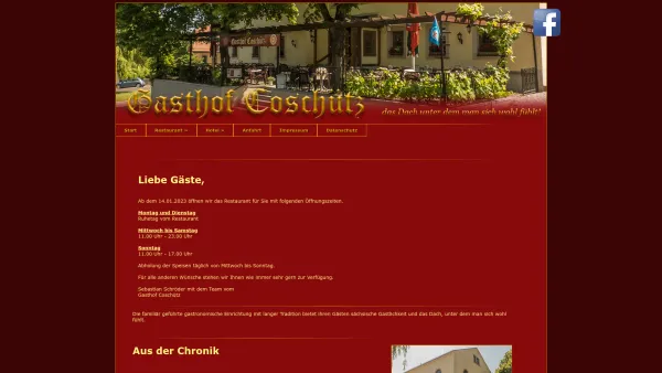Website Screenshot: Gasthof Coschütz - Willkommen beim Gasthof Coschütz - Date: 2023-06-16 10:12:21