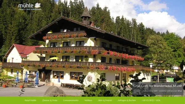 Website Screenshot: Gasthof Mühle / Natur und Wanderhotel - Wanderhotel Mühle in Rinchnach / Bayerischer Wald - Date: 2023-06-16 10:12:21
