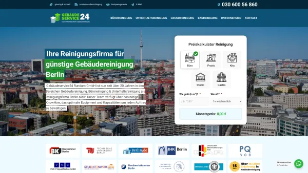 Website Screenshot: Gebäudereinigung Berlin - Gebäudereinigung Berlin ↗️ Reinigungsfirma Gebäudeservice24 - Date: 2023-06-16 10:12:21