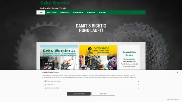 Website Screenshot: Gebr. Wurster GbR Fahrräder + Zubehör - Gebr. Wurster | Werkzeuge & Fahrräder | Woltersdorf - START - Date: 2023-06-16 10:12:21