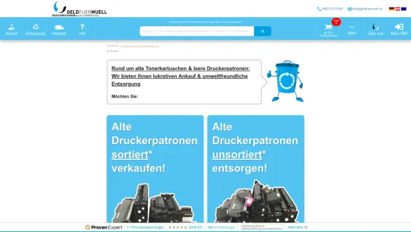 Website Screenshot: geldfuermuell GmbH - Leere Toner, Tinten + Druckerpatronen entsorgen per Ankauf + Recycling - Date: 2023-06-20 10:42:02
