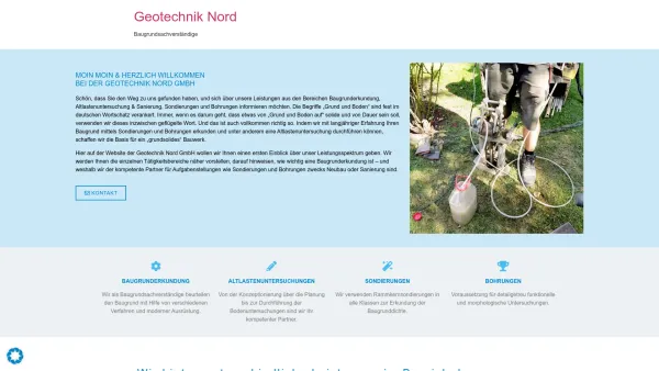 Website Screenshot: Geotechnik Nord GmbH - Baugrunduntersuchung | Baugrundgutachten | Bodengutachten | Altlastenerkundung | Hamburg | Kiel | Flensburg | Lübeck | Lüneburg - Date: 2023-06-16 10:12:21