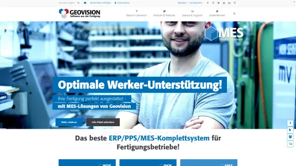 Website Screenshot: Geovision GmbH & Co. KG - GEOVISION - ERP/PPS/MES-Systeme aus der Fertigung - Date: 2023-06-16 10:12:21