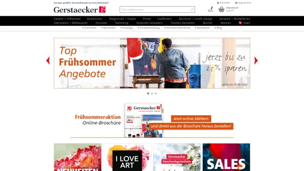Website Screenshot: Gerstäcker Verlag GmbH -  Das Beste für  Ihre Kunst - Startseite | Künstlerbedarf online kaufen - Künstlershop gerstaecker.de - Date: 2023-06-16 10:12:22