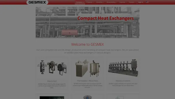 Website Screenshot: Gesmex Gmbh German smart heat exchangers - - GESMEX Exchangers GmbH - Date: 2023-06-16 10:12:24