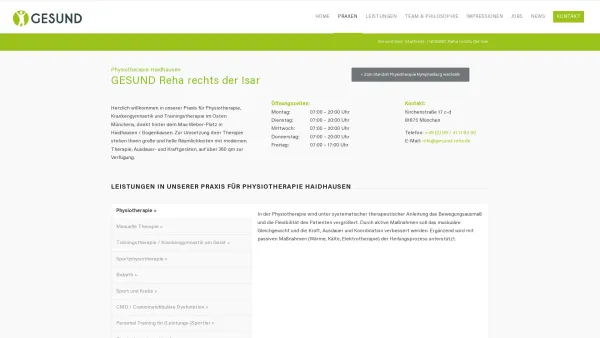 Website Screenshot: GESUND. Reha rechts der Isar - Physiotherapie Haidhausen – GESUND Reha rechts der Isar - Date: 2023-06-20 10:42:02