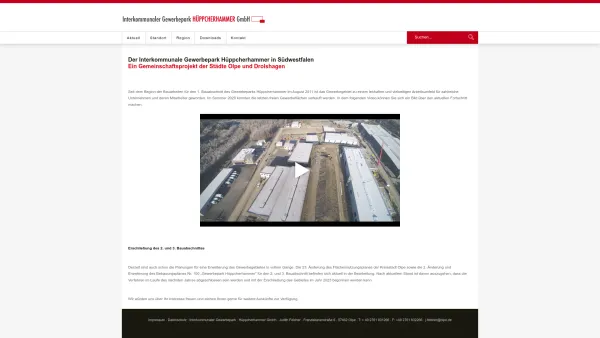 Website Screenshot: Interkommunaler Gewerbepark Hüppcherhammer GmbH - Olpe / Drolshagen - Hüppcherhammer. Gewerbepark mit modernen Gewerbeflächen - Date: 2023-06-16 10:12:24