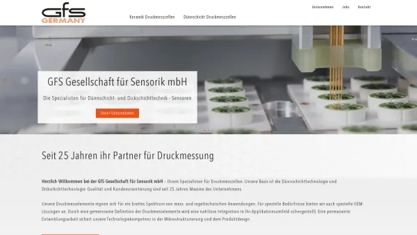 Website Screenshot: GFS Gesellschaft für Sensorik GmbH - GFS Germany - Gesellschaft für Sensorik - Druckmesszellen - Date: 2023-06-16 10:12:24
