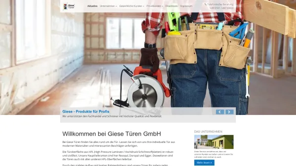 Website Screenshot: Giese Türen GmbH - Objekttüren, Strahlenschutztüren und T30 Brandschutztüren - Giese Türen GmbH Langenzenn - Date: 2023-06-20 10:42:02