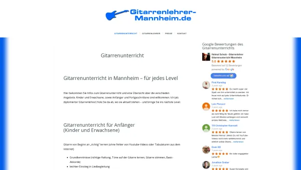 Website Screenshot: www.gitarrenlehrer-mannheim.de - Gitarrenunterricht in Mannheim - Übersicht der Angebote - Date: 2023-06-16 10:12:24