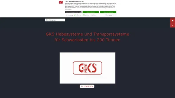 Website Screenshot: GKS-Perfekt Hebe und Transportsysteme
G.Kramp GmbH & Co.KG - GKS-Perfekt: Hydraulikheber und Transportfahrwerke von 5 - 200 Tonnen - Date: 2023-06-16 10:12:24