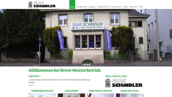 Website Screenshot: Hans Schindler Bau- u. Kunstglaserei - Home - glas-schindler.de - Date: 2023-06-16 10:12:24