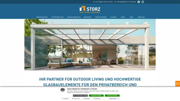 Website Screenshot: Storz Glas und Metallbau GmbH - Ihr Spezialist für Markisen, Terrassendach, Haustüren, Fenster, Glasbau - Date: 2023-06-16 10:12:25
