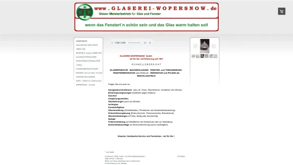 Website Screenshot: Glaserei Wopersnow GmbH - glaserei-wopersnow - GLAS - FENSTER - REPARATUR - BESCHLÄGE für HAMBURG und AHRENSBURG - glaserei-wopersnow - GLAS - FENSTER - REPARATUR - BESCHLÄGE für HAMBURG und AHRENSBURG - Date: 2023-06-16 10:12:25