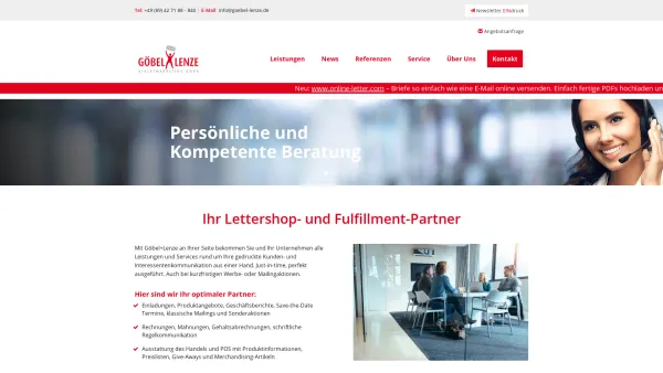 Website Screenshot: Göbel+Lenze Direktmarketing GmbH - Lettershop München ✉ ❘ Göbel+Lenze - Date: 2023-06-16 10:12:25