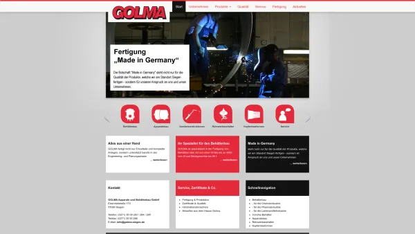 Website Screenshot: GOLMA Apparate- u. Behälterbau GmbH -  Behälterbau für die gesamte Industrie - Golma — Behälterbau vom Experten - Date: 2023-06-16 10:12:26