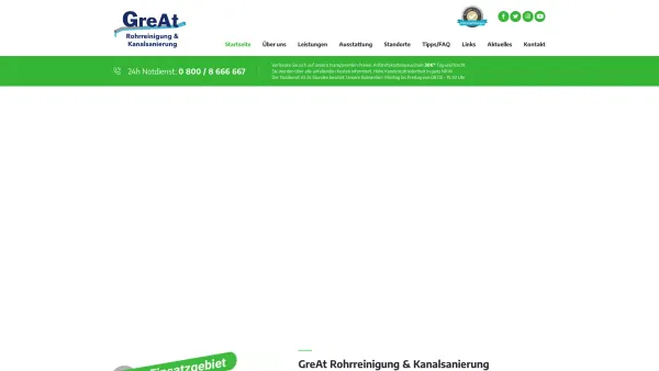 Website Screenshot: GreAt Rohrreinigung & Kanalsanierung - 24/7 Stunden-Notdienst für Rohrreinigung - GreAt Rohrreinigung - Date: 2023-06-20 10:42:02